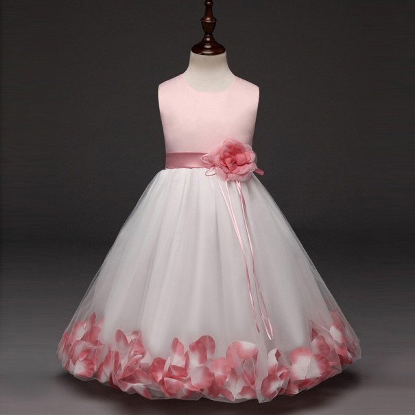 Dievčenské šaty s kvetinami J2896 svetlo ružová 10