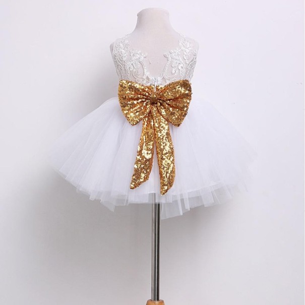 Dievčenské šaty s mašľou C1080 biela 2