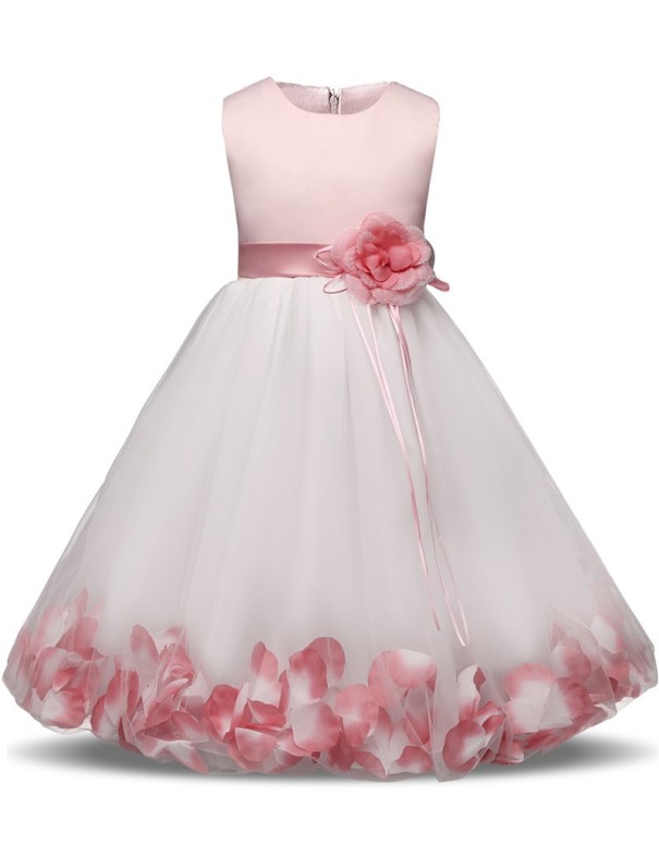 Dievčenské šaty s ružami J2897 svetlo ružová 7
