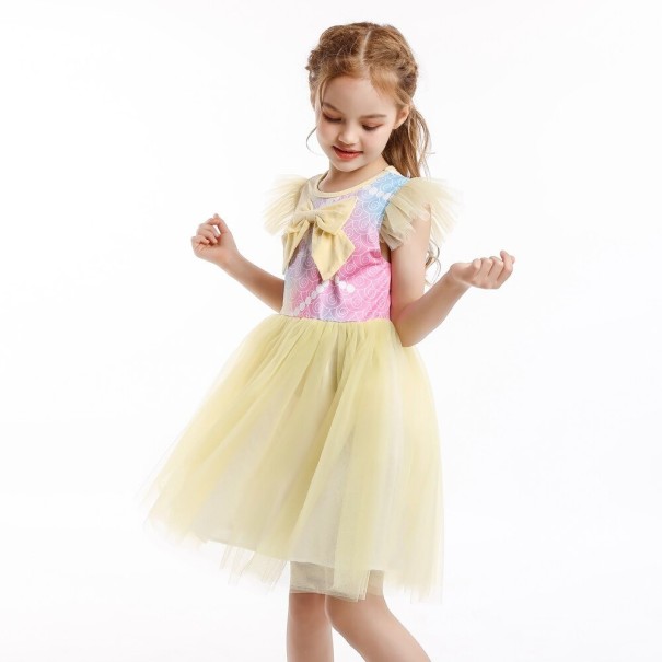 Dievčenské šaty s tylovou sukňou N90 žltá 4