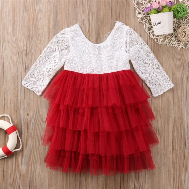Dievčenské šaty s volánikmi J1902 červená 4