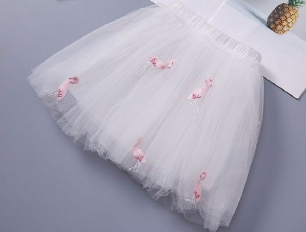 Dievčenské sukne s plameniakmi L1055 biela 4