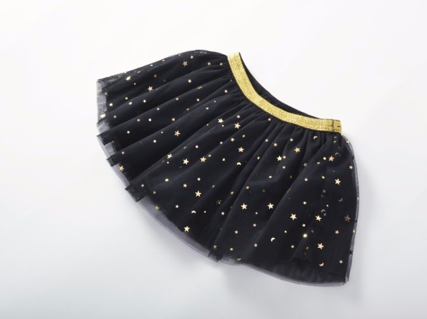 Dievčenské sukne s trblietavými hviezdami J889 čierna 4