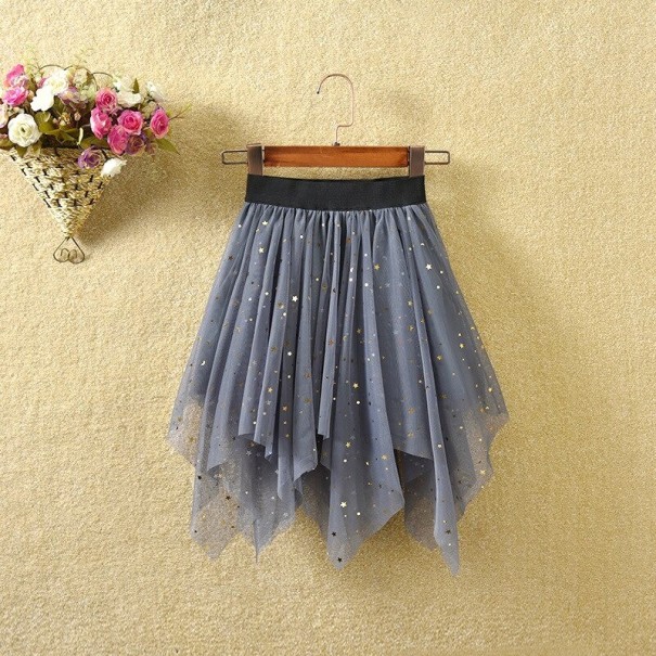 Dievčenské sukne s trblietkami L1072 sivá 6