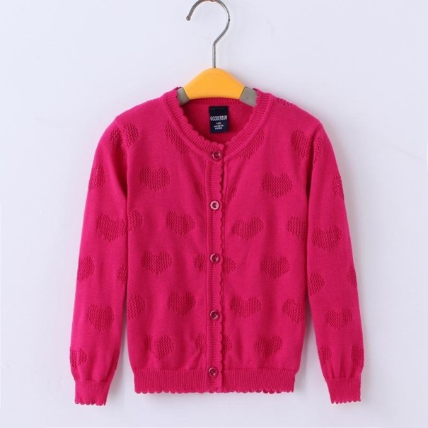 Dievčenské sveter na gombíky L597 tmavo ružová 9