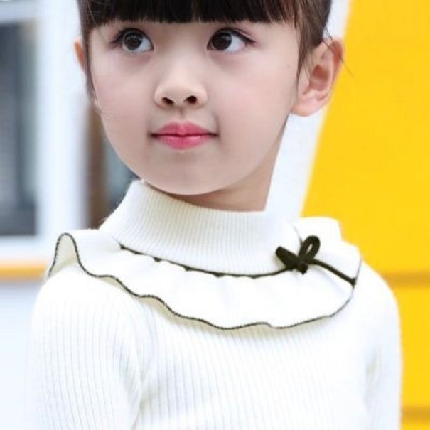 Dievčenské sveter s golierikom L595 biela 10