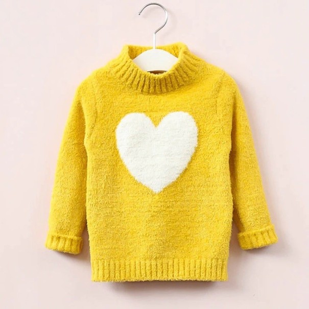 Dievčenské sveter so srdcom L604 žltá 7
