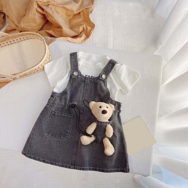 Dievčenské tričko a šaty s medveďom L1540 čierna 3