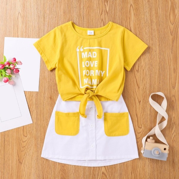 Dievčenské tričko a sukňa L1456 žltá 4