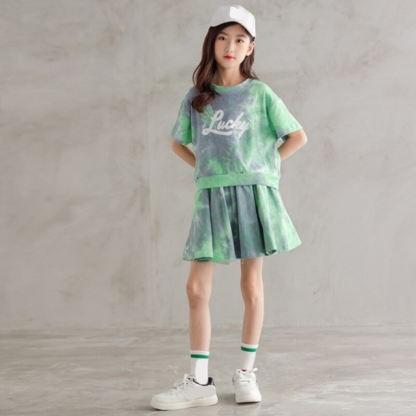 Dievčenské tričko a sukňa L1479 zelená 8
