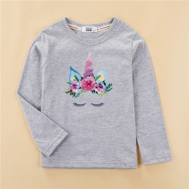 Dievčenské tričko s dlhým rukávom A3149 sivá 3