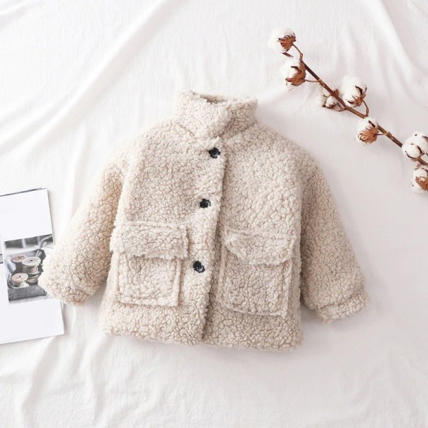 Dievčenské zimné kabát L1843 krémová 12-18 mesiacov