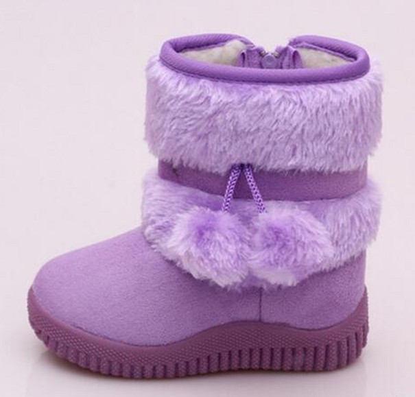 Dievčenské zimné topánky s brmbolcami fialová 22