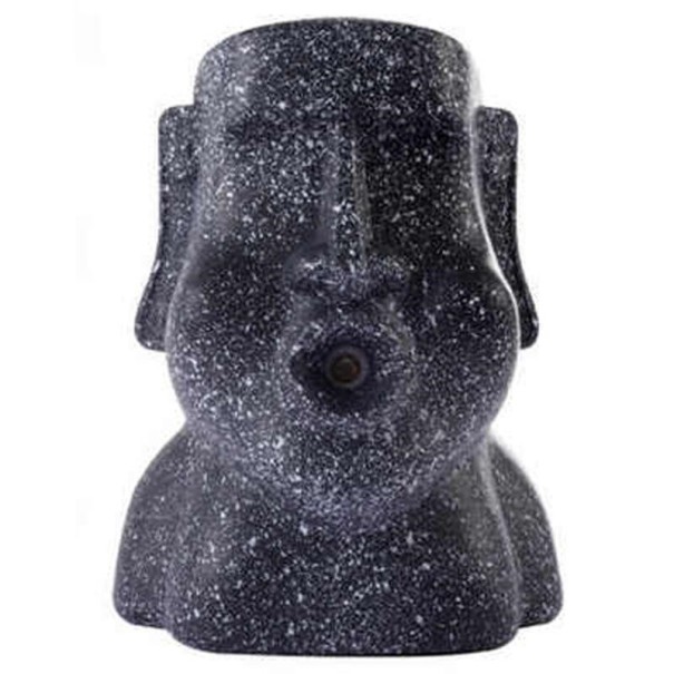 Difusor de aroma em forma de cabeça de escultura moai com névoa saindo da boca Reservatório 220 ml Alimentação via USB Funcionamento 4 cinzento escuro