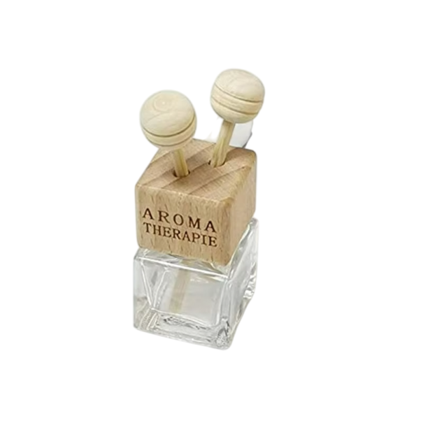 Difusor de carro frasco vazio para óleos essenciais 20–25 ml de vidro aproximadamente 7,8 x 2,5 cm com tampa de madeira e clip 1