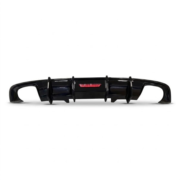 Difusor do para-choques traseiro com luz LED e recortes para 4 saídas, plástico ABS, preto brilhante, para Audi A4 B9 S-Line e S4 Sedan 2017–2019 1