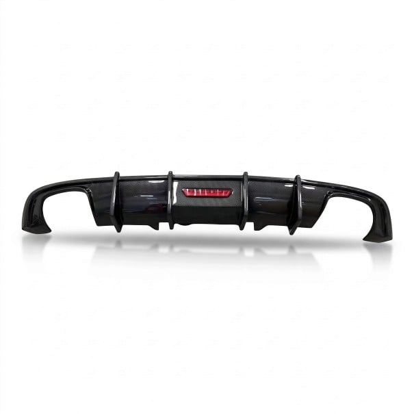 Difuzor de bara spate Sport cu 4 nervuri si lumina centrala din plastic ABS, negru, pentru Audi A4 B9 Standard, S-Line si S4 Sedan 2017–2019 1