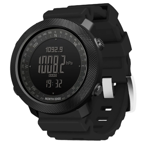 Digitaal sporthorloge voor heren, 50 mm waterdicht, zwemmen, hardlopen, kompas, barometer, hoogtemeter, stappenteller, rubberen band, wekker 1