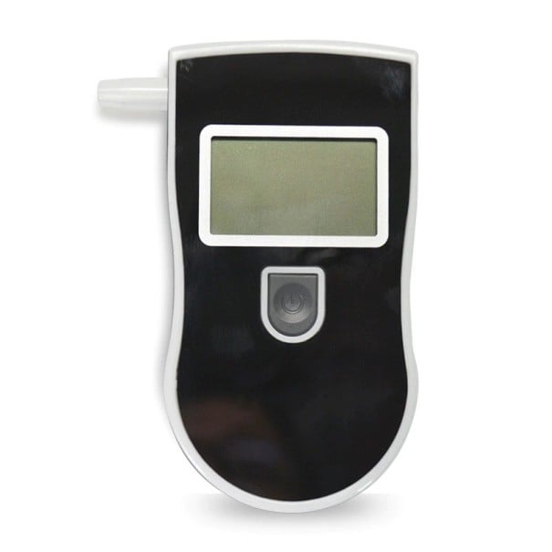 Digitaalinen alkoholimittari puolijohdesensorilla Taustavalotettu LCD-näyttö Tarkkuus 0,1 ‰ Mitat 11,2 x 6,1 x 2,9 cm Mukana 5 suukappaletta 1
