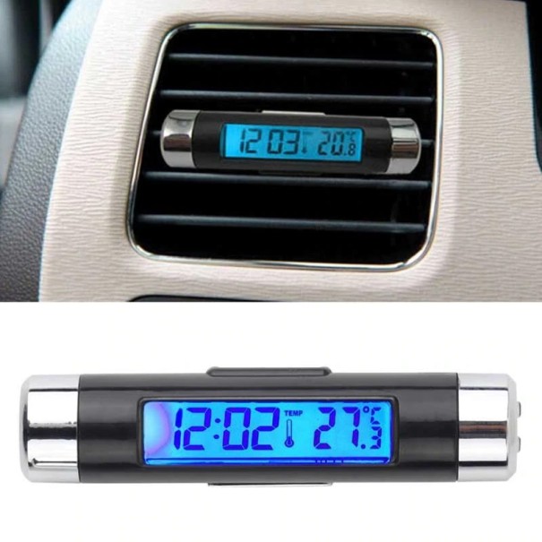 Digitaalinen lämpömittari kellolla autoon 1