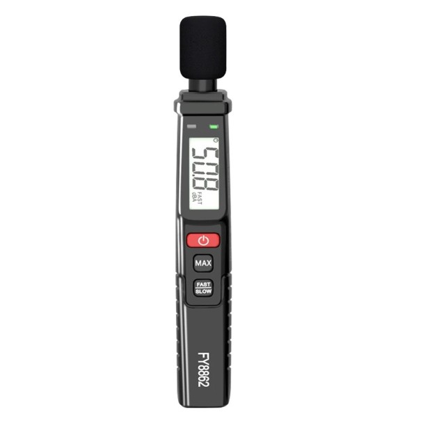 Digitaalinen melumittari 30-130 dB kannettava äänitasomittari A-painotuksella ja LCD-näytöllä nopea ja hidas tila desibelimittari akulla 1