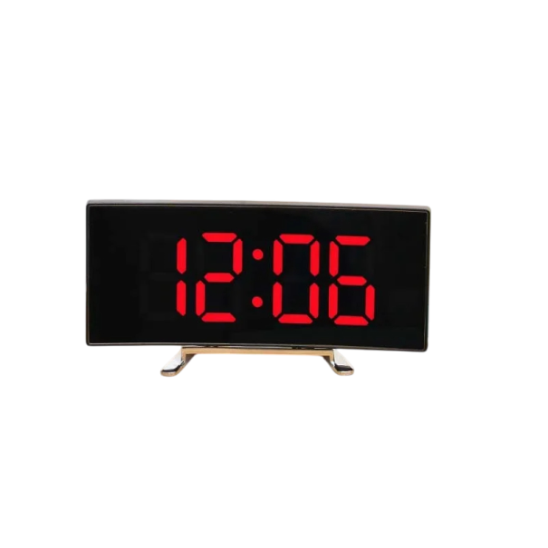 Digital Alarm Clock with LED Display 17.6 x 8.3 x 6 cm Black Body USB Power or Batteries Temperature Date 3 Alarms Brightness 12/24H Snooze Function red