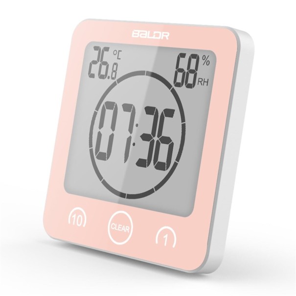 Digital Bathroom Clock with Suction Cup light pink