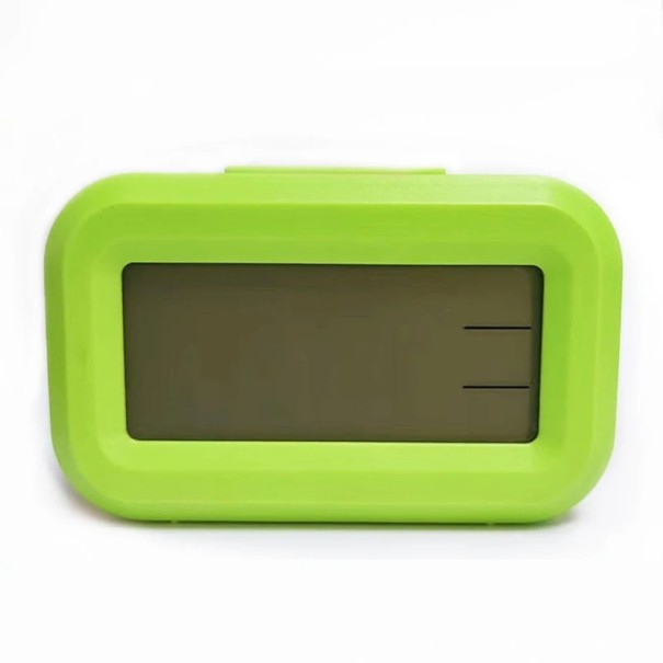 Digital Colour LED Alarm Clock 9x5.5 cm Green or Blue Display Calendar Thermometer Snooze Function Silent Operation Battery Operated Alarm green