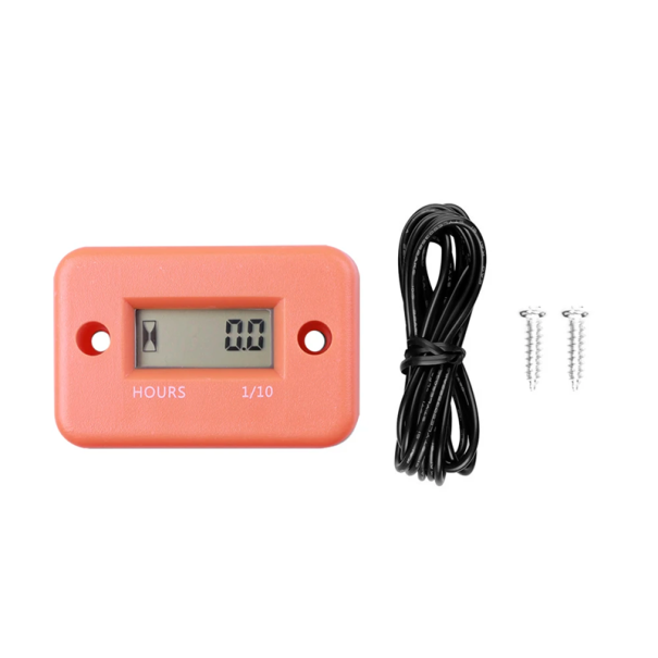 Digital Hour Meter LCD Waterproof Time Meter for Motorcycles Engine Life Tracking Vehicle Maintenance Service Hours orange