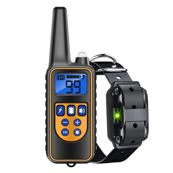 Digital hundetræningshalsbånd 800m vandtæt genopladelig med LCD-skærm lyd vibration stød fjernbetjening alle størrelser EU-stik orange