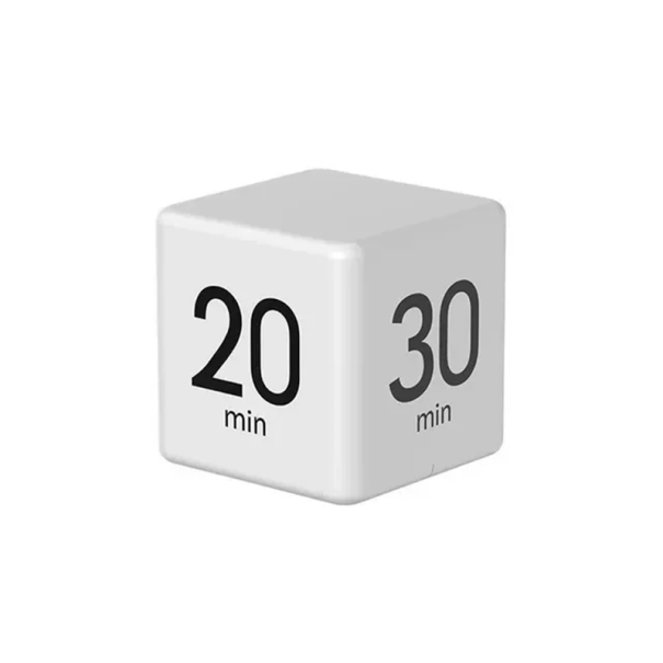 Digital Kitchen Timer in Cube Shape Rechargeable Timer 500 mAh Preset Times Countdown for Cooking Study Work Reminders white
