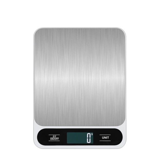 Digital köksvåg upp till 10 kg 18,7 × 14 cm g kg lb oz ml mjölk Plast Rostfritt 2× AAA vit