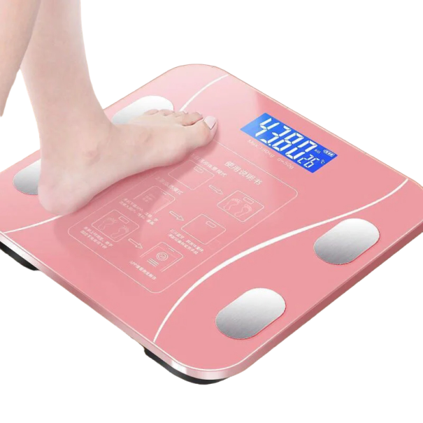 Digital personvægt Smart personvægt med termometer, 200 kg rosa