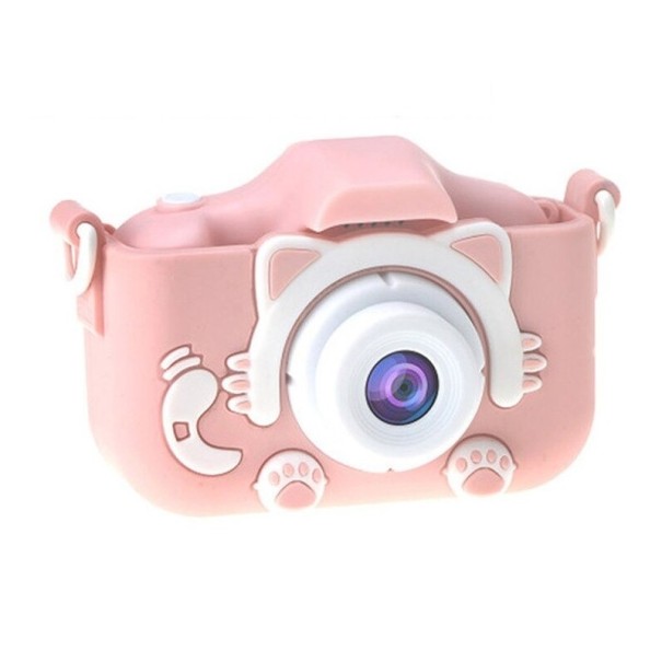 Digitale camera voor kinderen met kattenhoesje lichtblauw