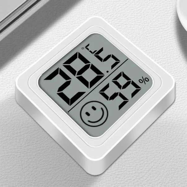 Digitale kamerthermometer met hygrometer LCD-scherm 44 x 44 mm Nauwkeurige temperatuur- en vochtigheidsmeting Draagbare binnenmeter wit