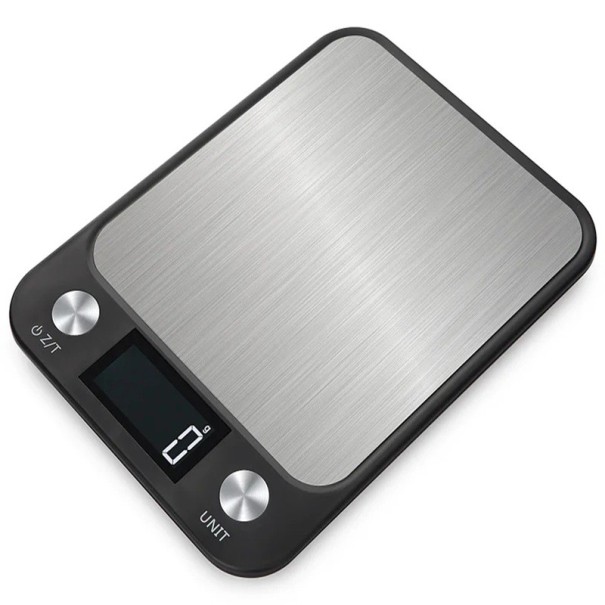 Digitale keukenweegschaal tot 15 kg 225 × 165 × 19 mm RVS weegplateau Eenheden omzetten Automatische uitschakeling Antislipvoetjes zwart