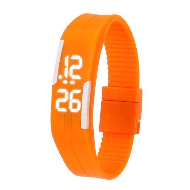 Digitale LED-Uhr für Kinder, bunte Silikonuhr mit Touchscreen, moderne Sportuhr für Kinder, Jungen und Mädchen orange
