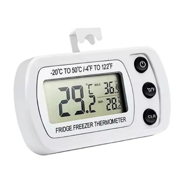 Digitale thermometer voor koelkast en vriezer met haak en magneet LCD-display IPX3 MIN/MAX-geheugen Bereik -20 tot 50 °C Nauwkeurigheid ±1 °C 1