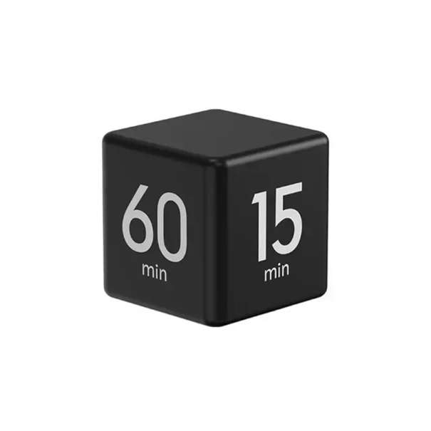 Digitaler Küchentimer, Würfelform, wiederaufladbarer Timer, 500 mAh, voreingestellte Zeiten, Countdown zum Kochen, Lernen, Arbeiten, Erinnerung schwarz