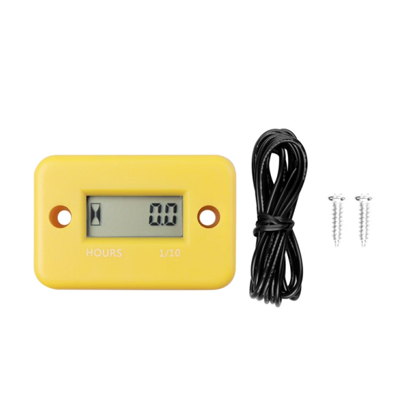 Digitaler LCD-Motorrad-Stundenzähler, wasserdichter Motorrad-Stundenzähler, Überwachung der Motorlebensdauer, Fahrzeugwartung, Servicestunden gelb