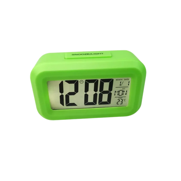 Digitaler Wecker 8,8 x 5,3 x 2,8 cm Uhrzeit Datum Temperatur Countdown Reduzierte Helligkeit Akustischer Alarm Einstellbarer Alarm Display mit Hintergrundbeleuchtung Batteriebetrieben grün