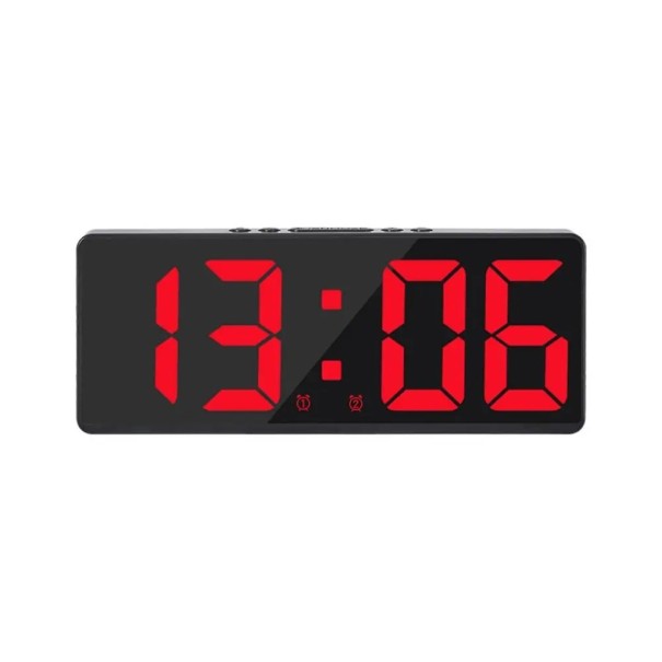 Digitaler Wecker mit Sprachsteuerung 17 cm LED-Display Spiegelfläche 5 Helligkeitsstufen USB-Stromversorgung 12/24H Nicht stören-Modus rot