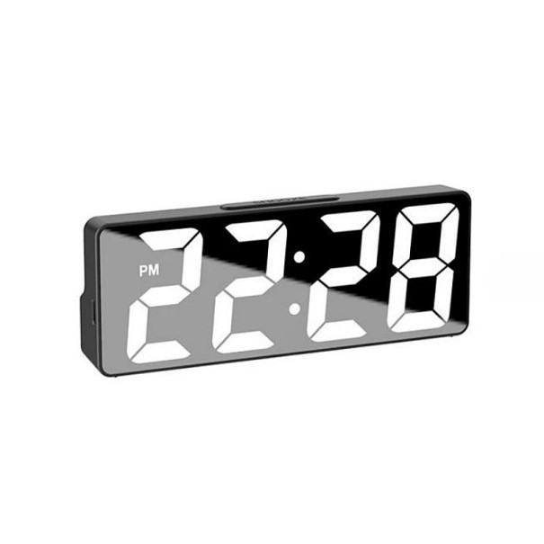 Digitaler Wecker mit weißen Ziffern 15,8 x 5,9 x 2,5 cm Stromversorgung über USB Typ C Dual-Alarm Thermometer Datum Nachtmodus Schlaffunktion schwarz