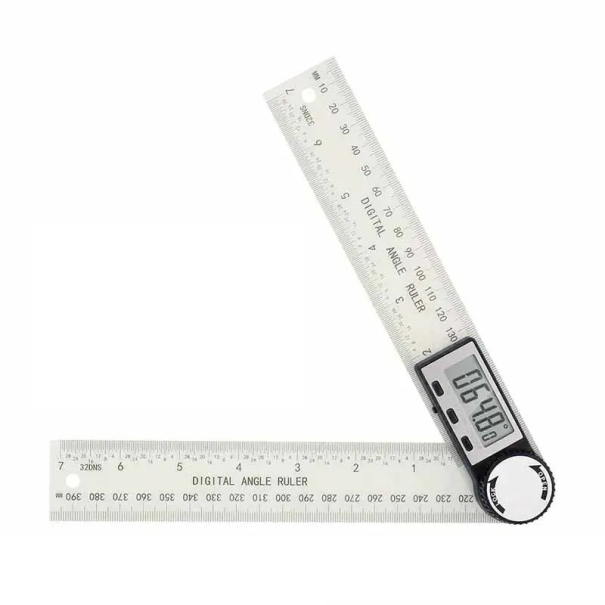 Digitaler Winkelmesser und Lineal 2-in-1 mit LED-Anzeige Präzises Messen von Winkeln und Längen 21,8 x 3,5 cm Messwerkzeug CR2032-Batterie weiß