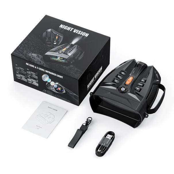 Digitální dalekohled s nočním viděním 4,0" 4K displej 10× zoom IR 850nm 5W 28 mm objektiv 5000 mAh černý pro pozorování v noci 1