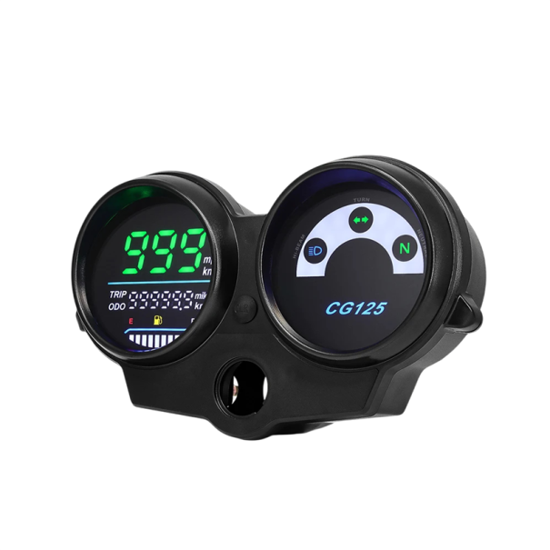 Digitální LED tachometr na motorku CG125 pro Honda 2000 až 2008 rychlost do 199 km/h ODO 99 999 km 12V černý přepínání km i mph 1