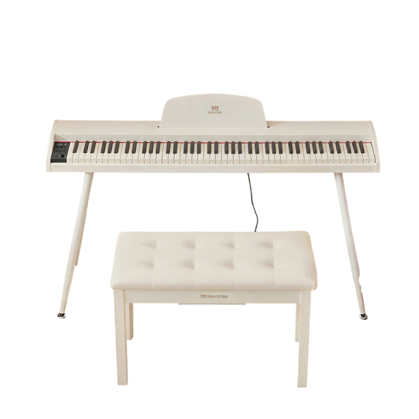 Digitální piano 88 kláves s kladívkovou mechanikou, elektrické piano plné velikosti se 3 pedály, stojanem a lavicí pro domácí hraní a výuku bílá