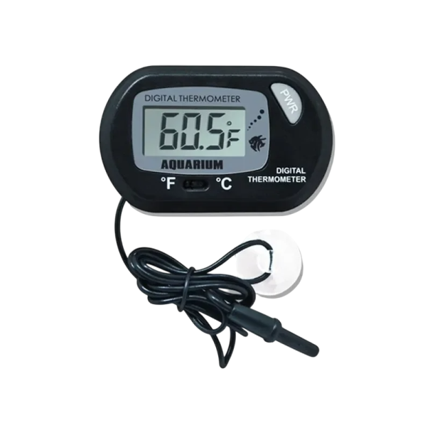 Digitální teploměr do akvária s přísavkou 5,8 x 3,5 cm Vodotěsná sonda LCD displej Přesné měření pro želvy a plazy -50 °C až 70 °C černá