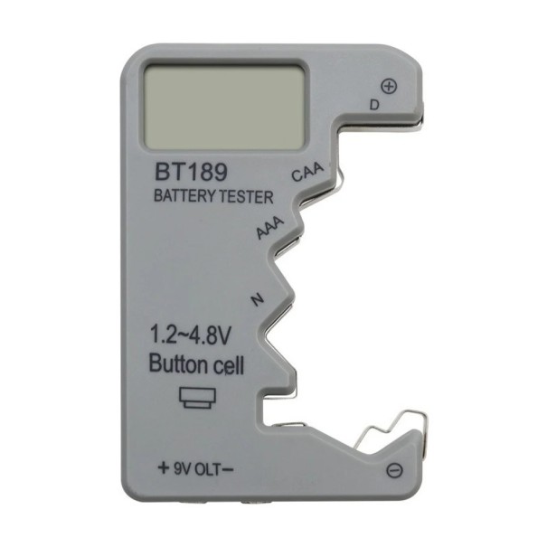Digitální tester baterií BT189 LCD displej Detektor energie 9V AA AAA Knoflíkové baterie ABS materiál Univerzální domácí nástroj šedá