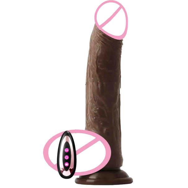 Dildo de silicone realista 20 cm com ventosa e controlo remoto, veias detalhadas, material flexível, embalagem discreta preto